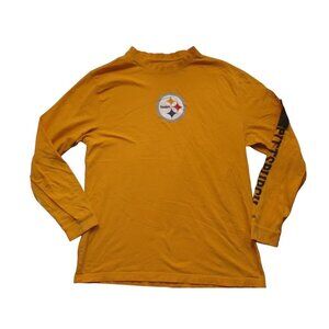 Vintage Men's T-shirt Medium Pittsburgh Steelers Sleeve Print Reebok Gold 1990's